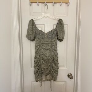 Green Floral Bodycon Dress - Size Small
